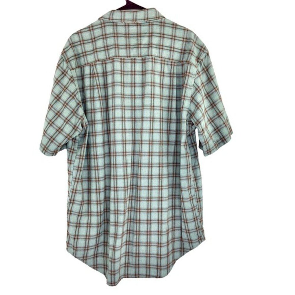 Territory Ahead Short Sleeve Button Down Textured Shirt in Blue and Orange - Picture 4 of 4
